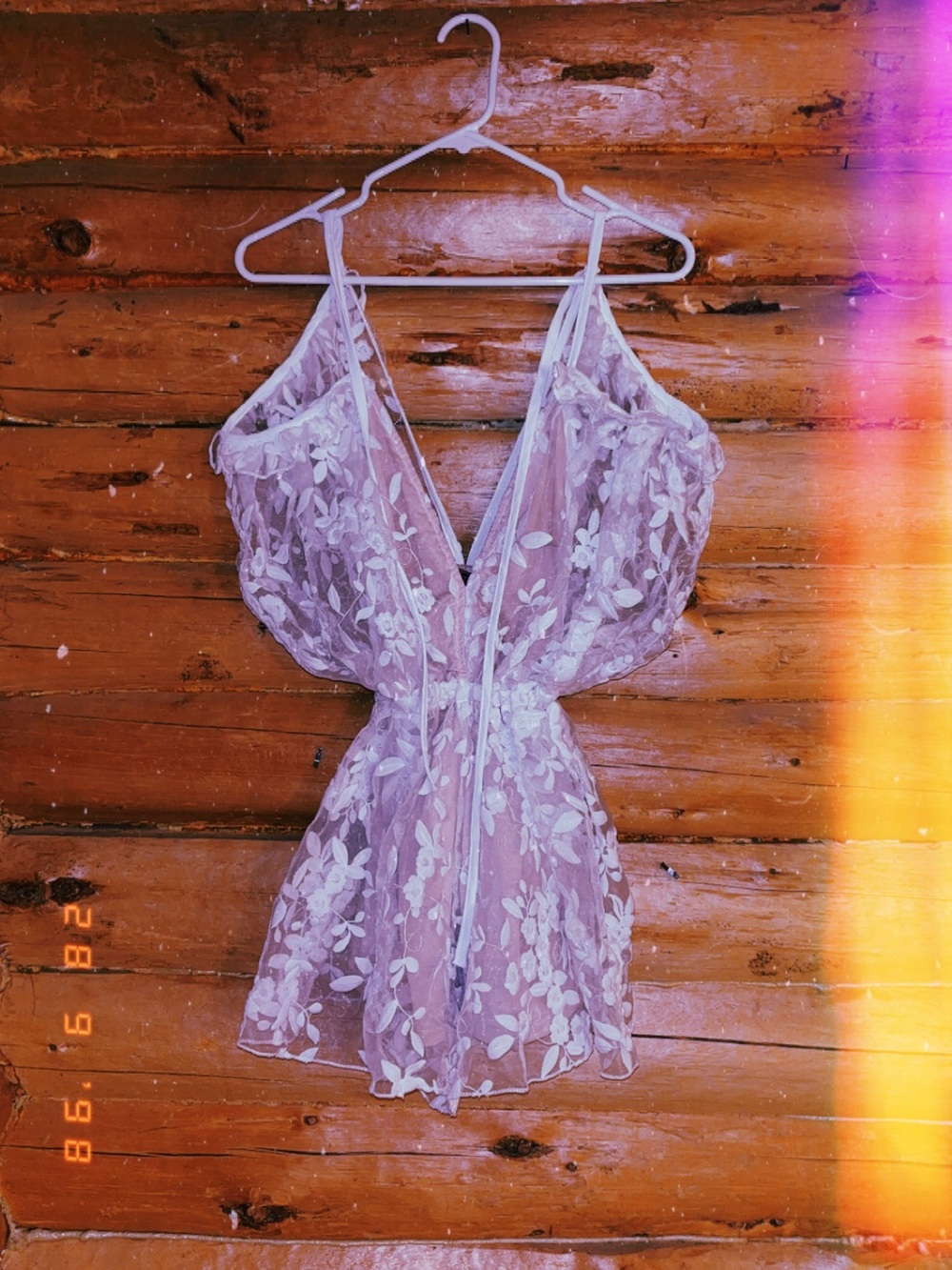 White Floral Lace Romper with Deep V